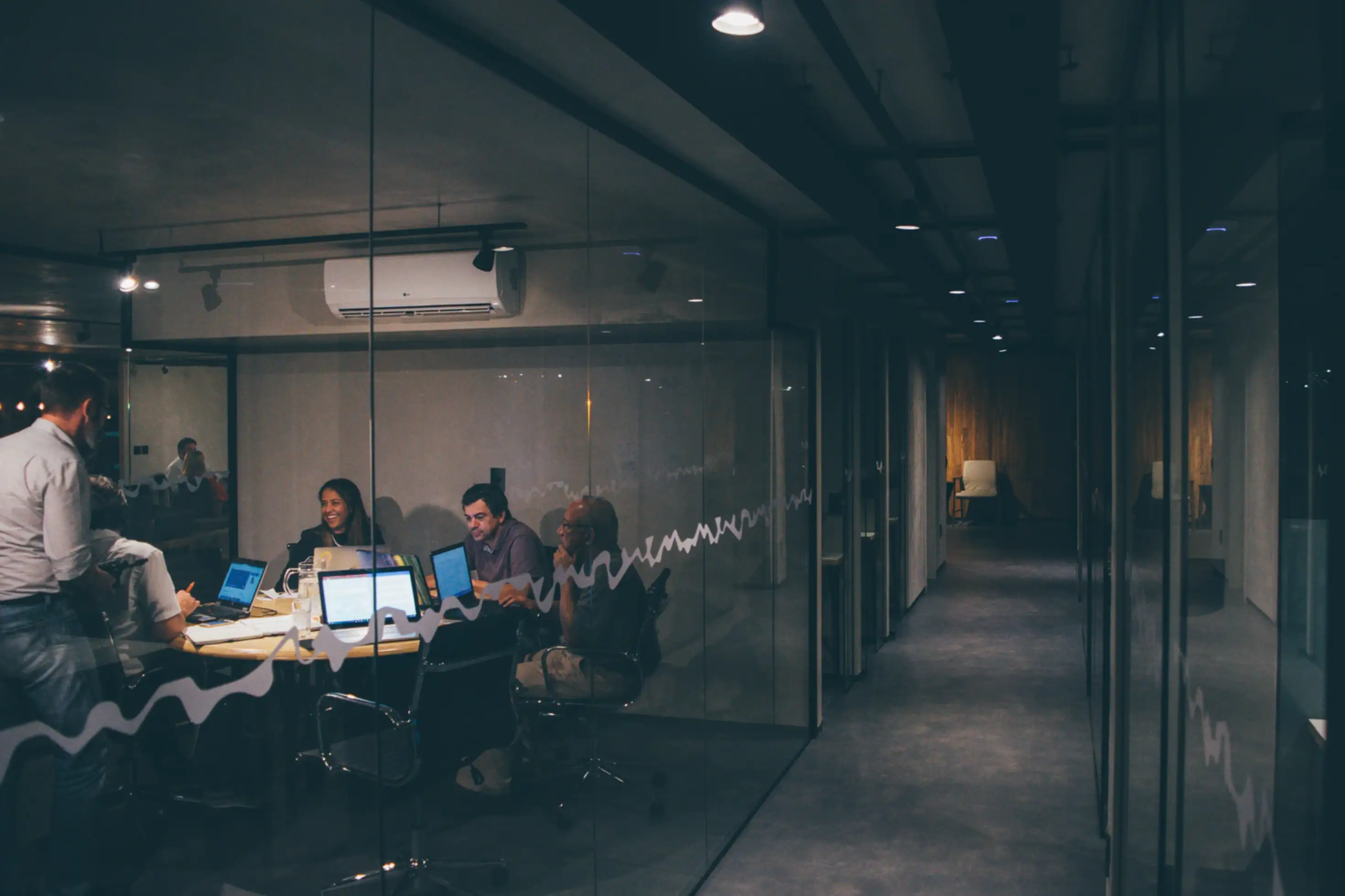 Engaged workers in an office